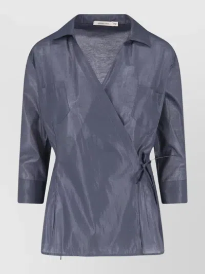 Paloma Wool Wrap Jacket Three Quarter Sleeves Chest Pocket In Blue