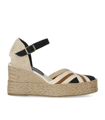 Palomitas Sicily Black Wedge Espadrille In Multi