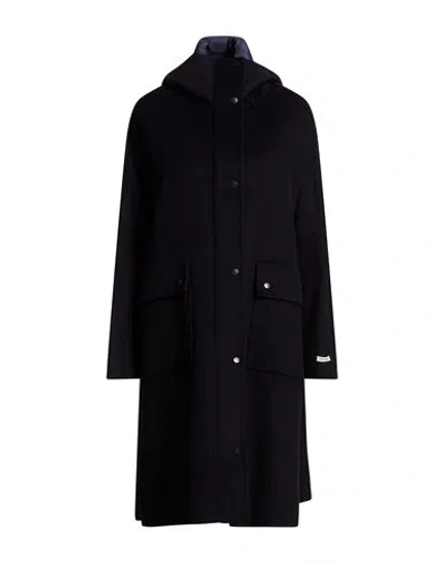 Paltò 365 Woman Coat Navy Size 8 Wool, Nylon In Black