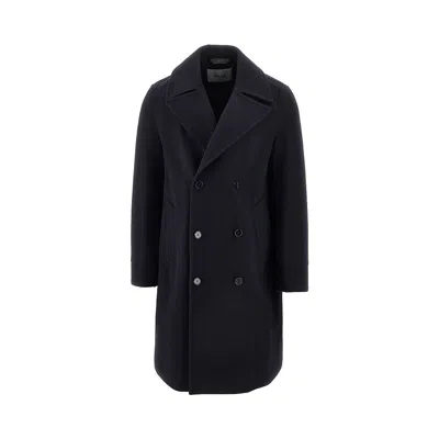 Paltò 'achille' 2l Felt Double-breasted Coat In Blue