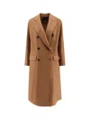 Paltò Double-breasted Peak-lapel Coat In Brown