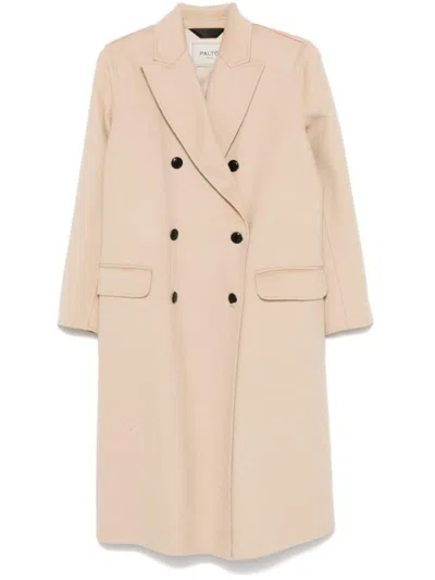 Paltò Arianna Wool Double-breasted Coat In Beige