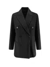 Paltò Ariella Double-breasted Wool Coat In Black