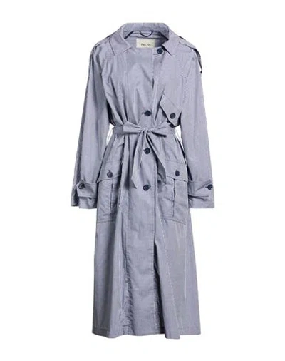 Paltò Azzurra Micro Vichy Woman Overcoat & Trench Coat Navy Size 6 Cotton In Multi