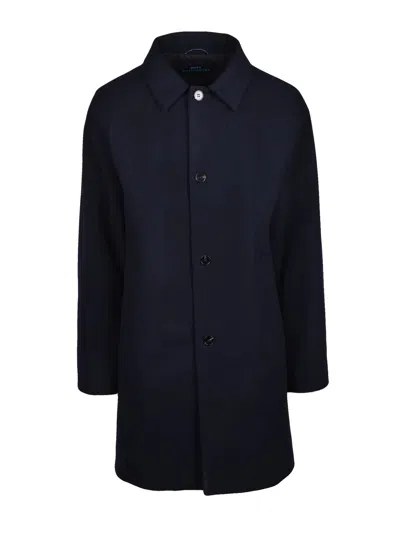 Paltò Blue Three-quarter Sleeve Wool-blend Coat