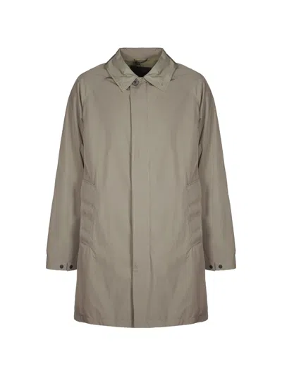 Paltò Button Military Grey Coat In Brown