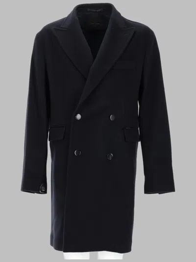 Paltò Palto Cappotto Doppiopetto In Lana In Black