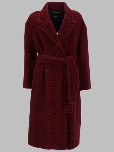 Paltò Palto Chic Women's Wool Blend Trench Jacket With Belt In Red