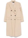 Paltò Arianna Wool Double-breasted Coat In Beige