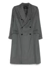 Paltò Pinstripe Double-breasted Coat In Gray