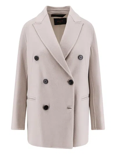 Paltò Ariella Double-breasted Wool Coat In Neutral