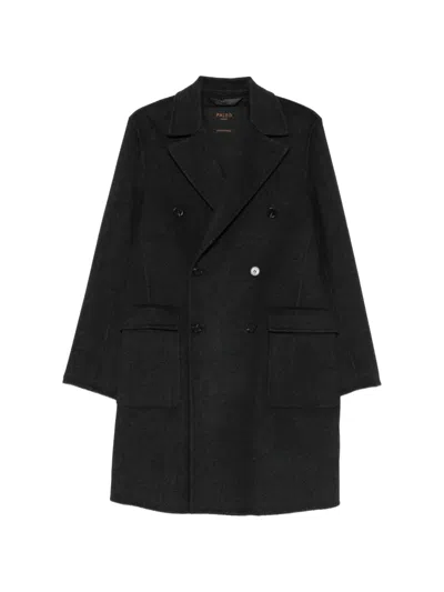 Paltò Double-breasted Wool Coat In Black