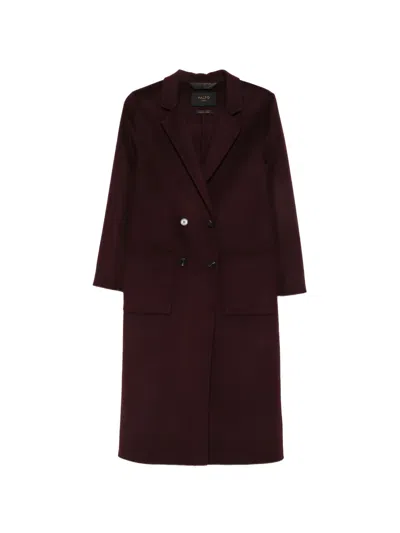 Paltò Double-breasted Wool Coat In Purple