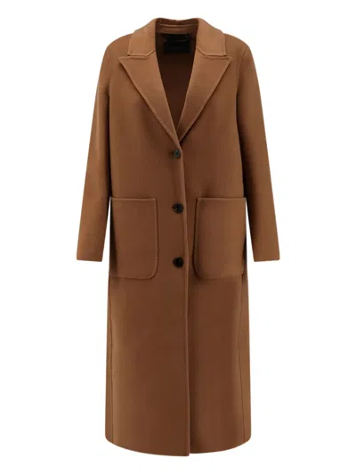 Paltò Elsa Single-breasted Wool Coat In Brown