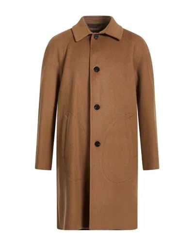 Paltò Fabbrica Man Coat Camel Size 46 Wool, Nylon In Brown