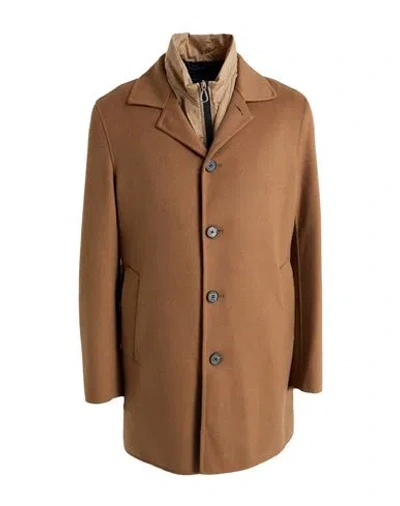Paltò Fabbrica Man Coat Light Brown Size 40 Wool, Nylon In Sand
