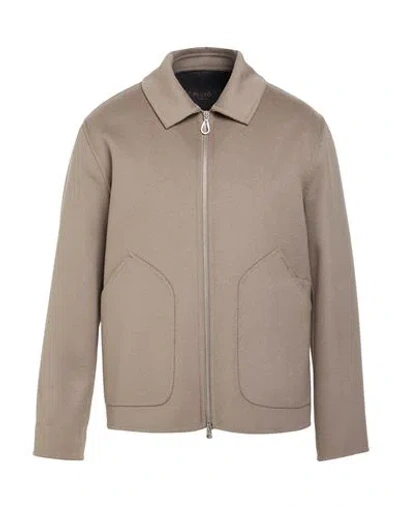 Paltò Fabbrica Man Coat Taupe Size 36 Wool, Nylon In Animal Print