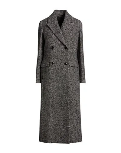 Paltò Fabbrica Woman Coat Black Size 10 Wool, Polyester In Gray