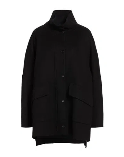 Paltò Fabbrica Woman Coat Midnight Blue Size 8 Wool In Black
