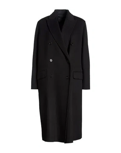 Paltò Fabbrica Woman Coat Black Size 8 Wool, Polyester, Viscose