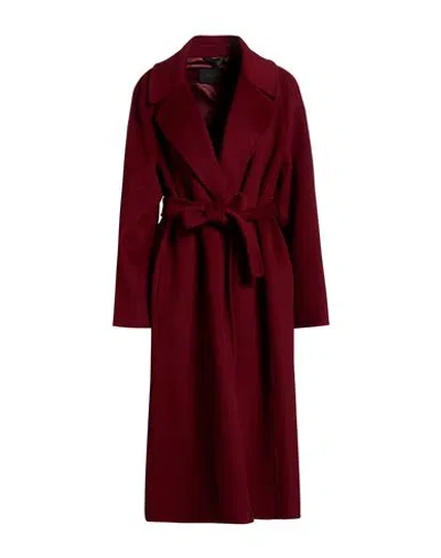 Paltò Fabbrica Woman Coat Burgundy Size 10 Wool, Polyester In Red