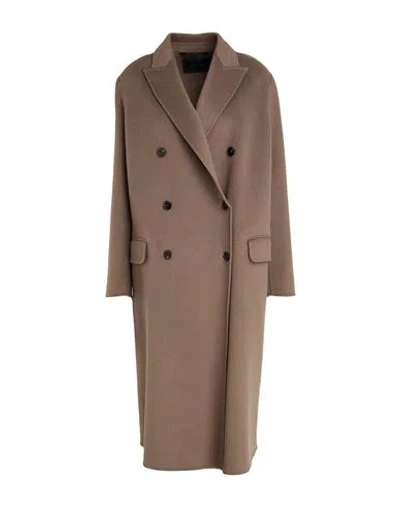 Paltò Fabbrica Woman Coat Khaki Size 6 Wool, Polyester, Viscose In Brown