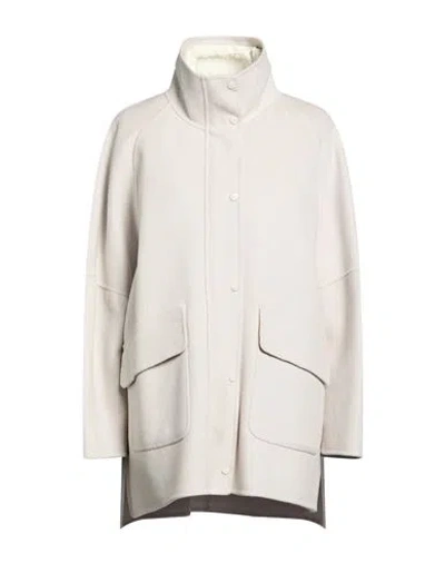Paltò Fabbrica Woman Coat Light Grey Size 8 Wool, Polyester In Gray