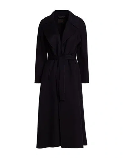 Paltò Fabbrica Woman Coat Midnight Blue Size 8 Wool In Black