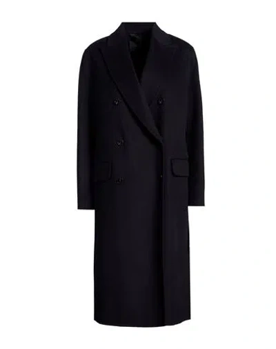 Paltò Fabbrica Woman Coat Midnight Blue Size 8 Wool, Polyester, Viscose