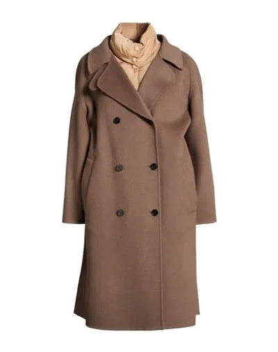 Paltò Fabbrica Woman Coat Taupe Size 6 Wool In Brown