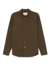 Paltò Front Press-stud Fastening Olive Green Overshirt With Pockets