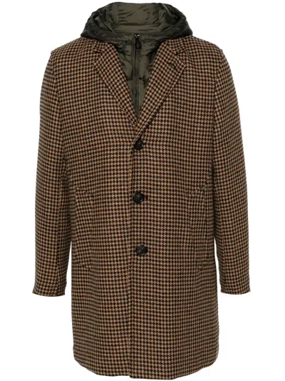 Paltò Geraldo Houndstooth Detachable-hood Coat In Neutrals