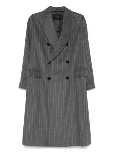 Paltò Grey Double-breasted Coat In Gray