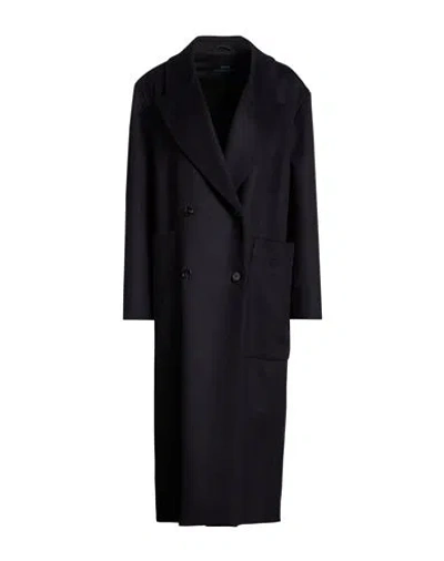 Paltò Guardaroba Woman Coat Midnight Blue Size 12 Virgin Wool, Nylon, Cashmere