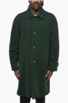 Paltò Herringbone Wool Blend Coat With Flush Pockets In Green