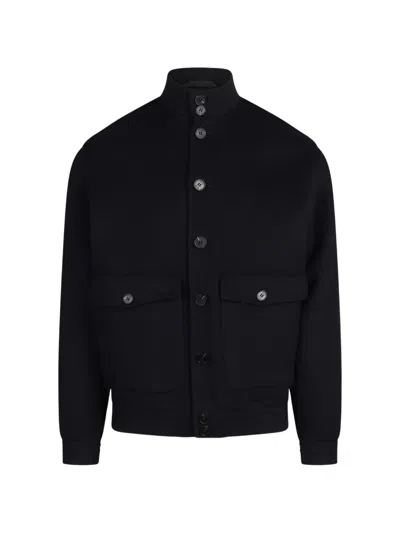 Paltò High-neck Button-up Jacket In Black