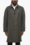 Paltò Houndstooth Patterned Marcello Coat With Quilted Lining In Gray