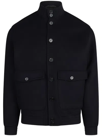 Paltò Lana & Nylon Overcoat In Black