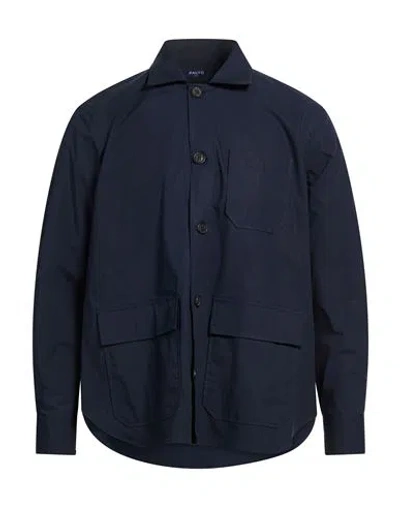 Paltò Liv Popeline Man Shirt Navy Size Xxl Cotton, Elastane In Blue