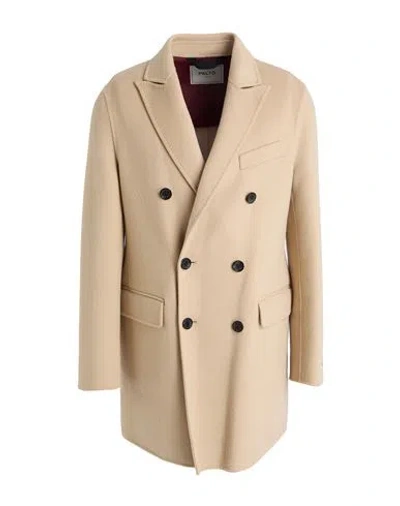 Paltò Man Coat Beige Size 38 Wool, Nylon In Sand