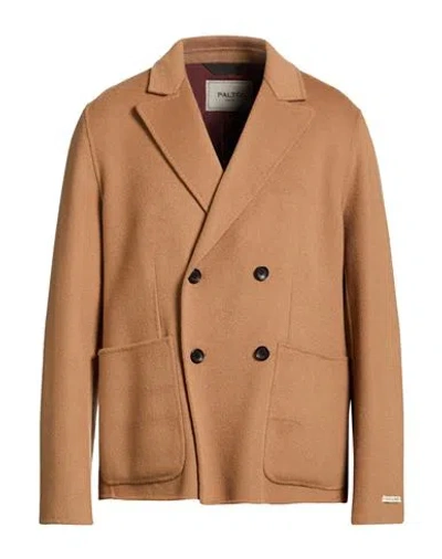 Paltò Man Coat Camel Size 40 Wool, Nylon In Brown