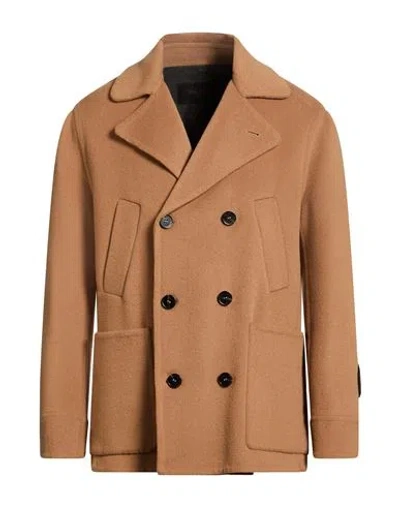 Paltò Man Coat Camel Size 40 Wool, Nylon In Neutral