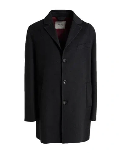 Paltò Man Coat Charcoal Size 44 Wool, Nylon In Black