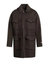 Paltò Man Coat Dark Brown Size 42 Wool, Nylon In Brown