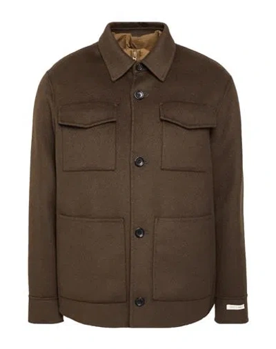 Paltò Man Coat Military Green Size 36 Wool, Nylon In Brown