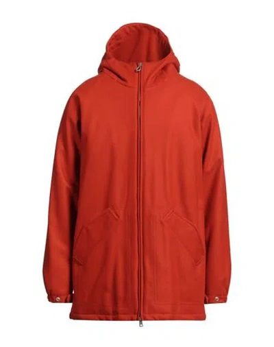 Paltò Man Coat Rust Size 40 Virgin Wool, Polyamide, Cashmere In Red
