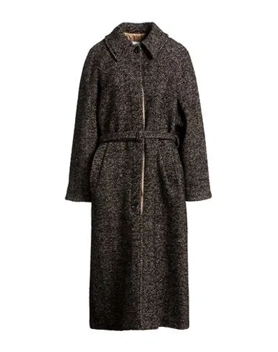 Paltò Marcella Woman Coat Black Size 2 Virgin Wool, Wool, Acrylic, Polyimide, Polyester In Brown