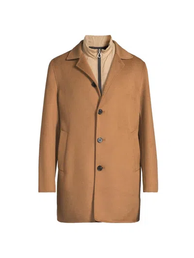 Paltò Men's Alfredo Wool Layered Car Coat In Brown