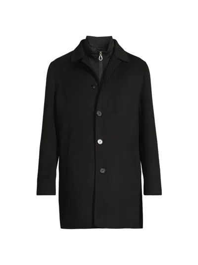 Paltò Men's Alfredo Wool Layered Car Coat In Black
