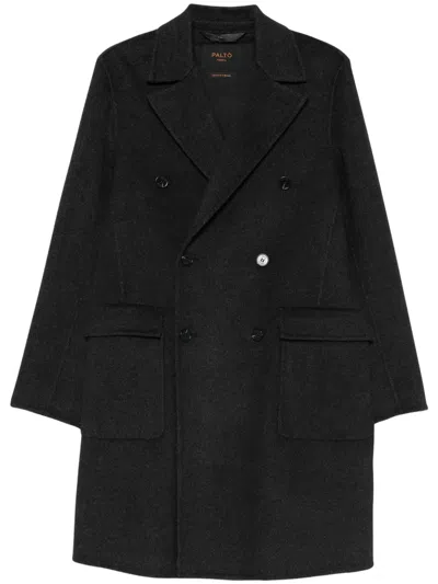 Paltò Men's Wool & Nylon Overcoat With Quilted-style Lining In Black